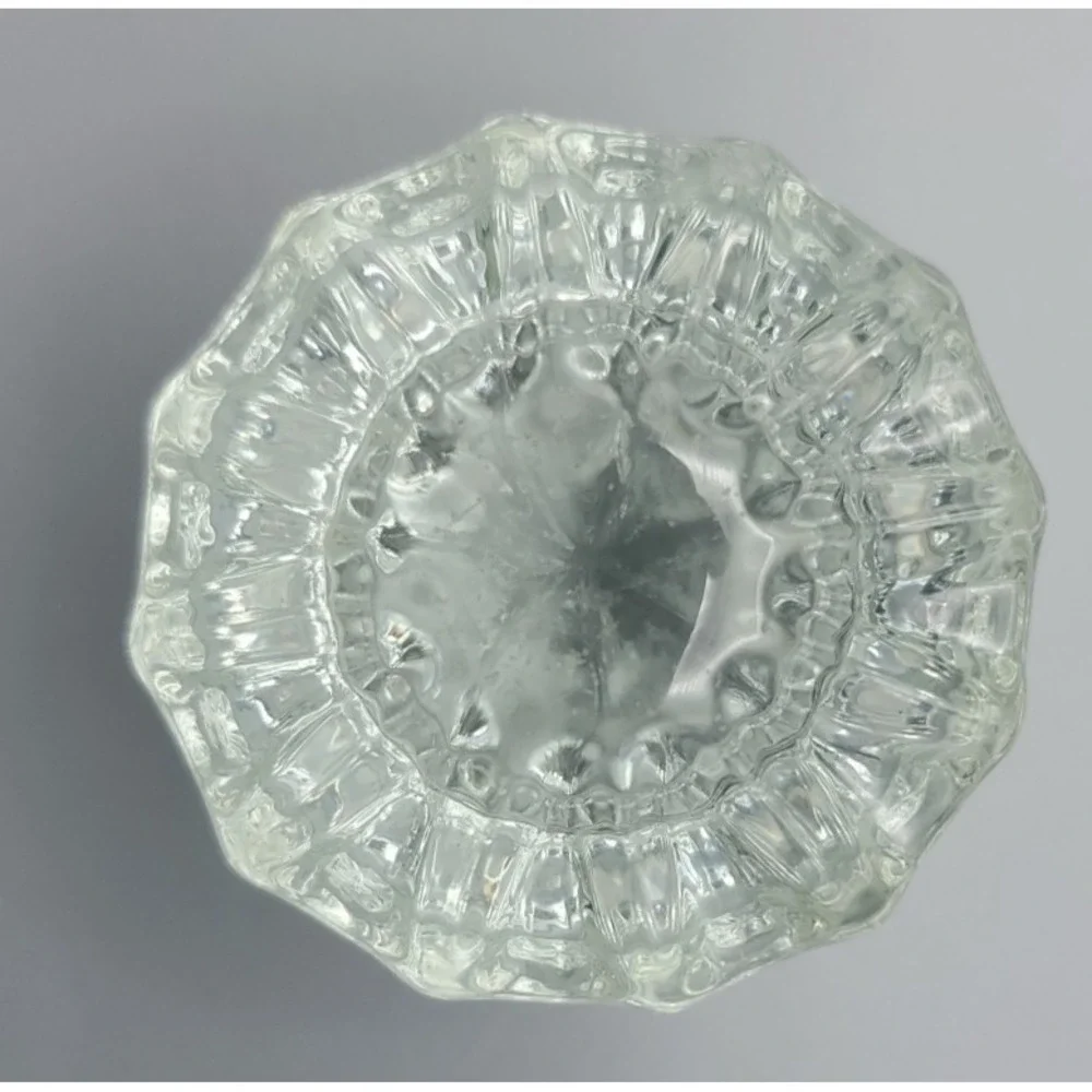 Depression Era 12 Point Glass Fluted Door Knob No Brass Base 2 inch Diameter VTG